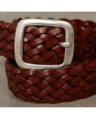 Ceinture en Cuir Tressée marron