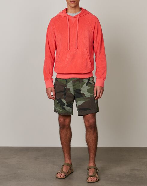 Sweat à capuche en éponge rouge