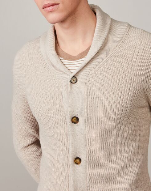 Cardigan en Coton & Cachemire Rib natural