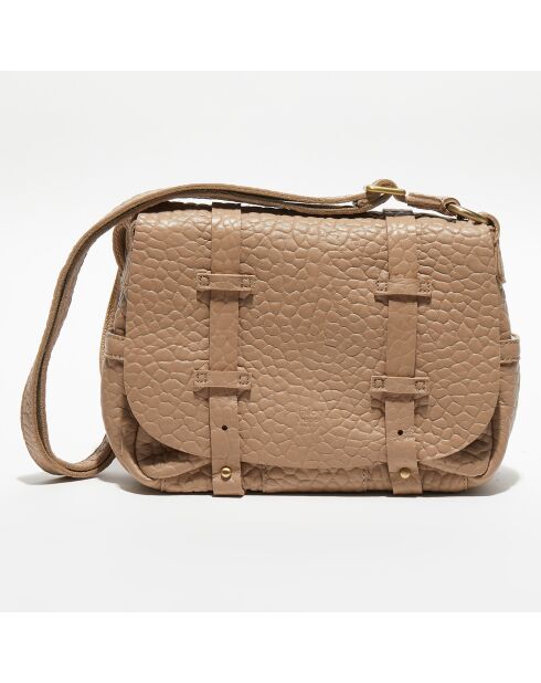 Sac besace  en Cuir Bess taupe - 25x19x8 cm