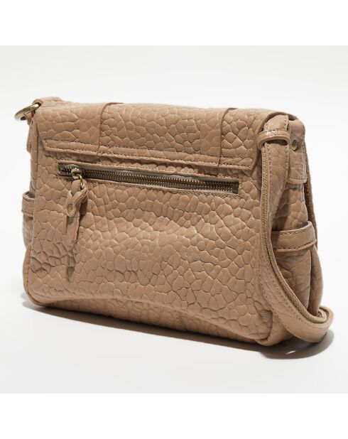 Sac besace  en Cuir Bess taupe - 25x19x8 cm