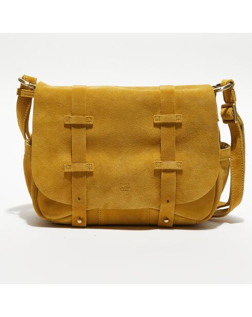 Sac besace  en Cuir Bess jaune - 25x19x8 cm