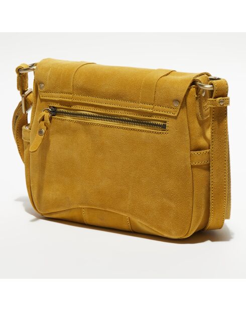 Sac besace  en Cuir Bess jaune - 25x19x8 cm