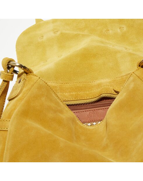 Sac besace  en Cuir Bess jaune - 25x19x8 cm