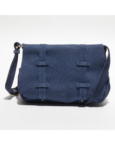 Sac besace  en Cuir Bess denim - 25x19x8 cm