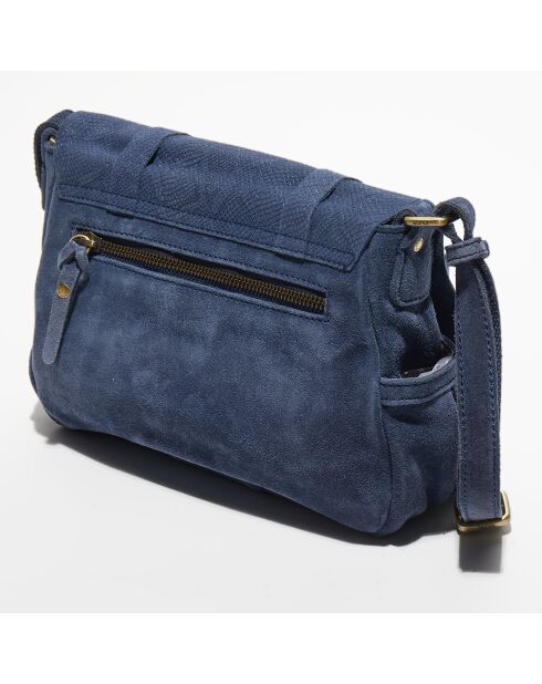 Sac besace  en Cuir Bess denim - 25x19x8 cm