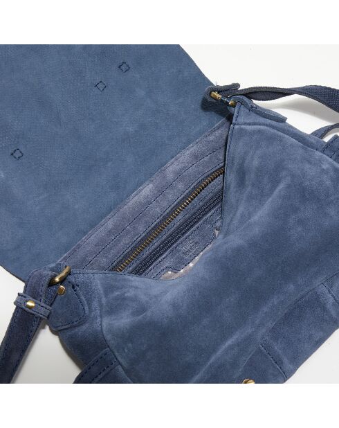 Sac besace  en Cuir Bess denim - 25x19x8 cm