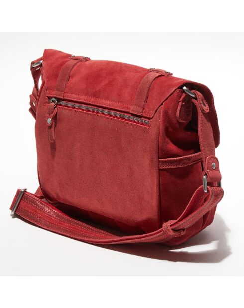 Sac besace  en Cuir brillant Olou rouge - 32x22x10 cm