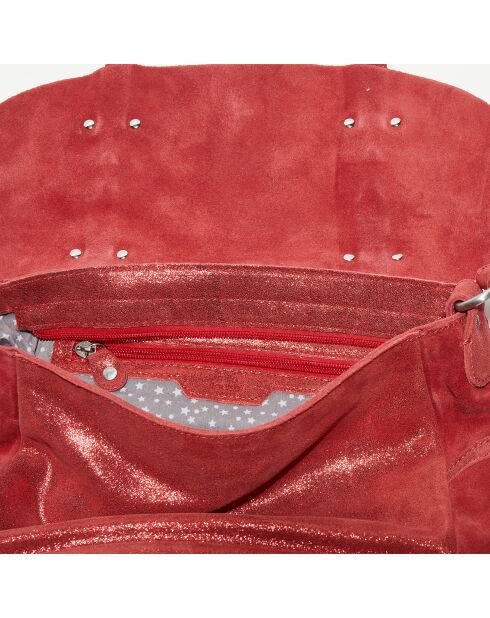 Sac besace  en Cuir brillant Olou rouge - 32x22x10 cm