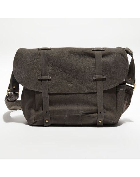 Sac besace  en Cuir Bernie gris - 32x22x10 cm