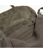 Sac besace  en Cuir Bernie gris - 32x22x10 cm