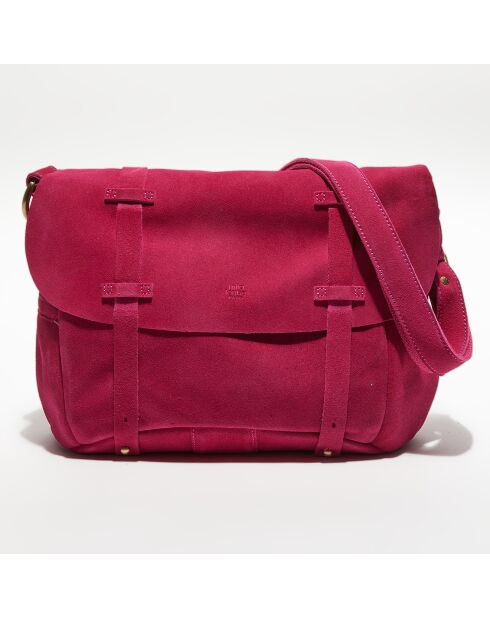 Sac besace  en Cuir Bernie rose - 32x22x10 cm