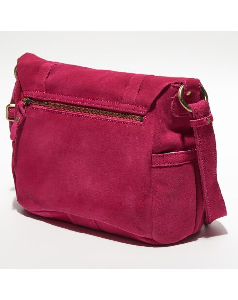 Sac besace  en Cuir Bernie rose - 32x22x10 cm