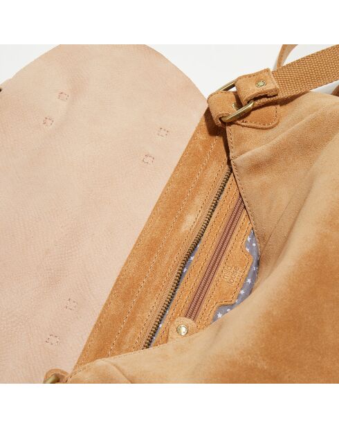 Sac besace  en Cuir Bernie beige/camel - 32x22x10 cm