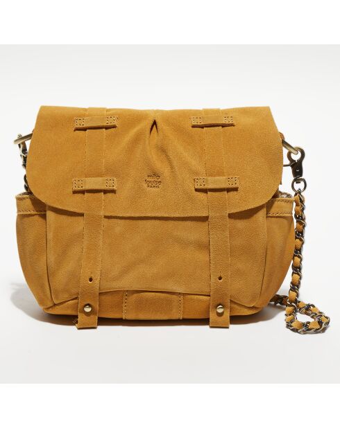 Sac besace en Cuir Bach jaune - 23x16x7 cm