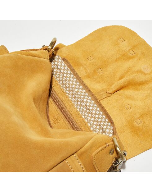 Sac besace en Cuir Bach jaune - 23x16x7 cm