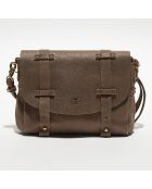 Sac besace en Cuir Mahe taupe - 21x18x5 cm