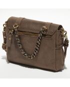 Sac besace en Cuir Mahe taupe - 21x18x5 cm