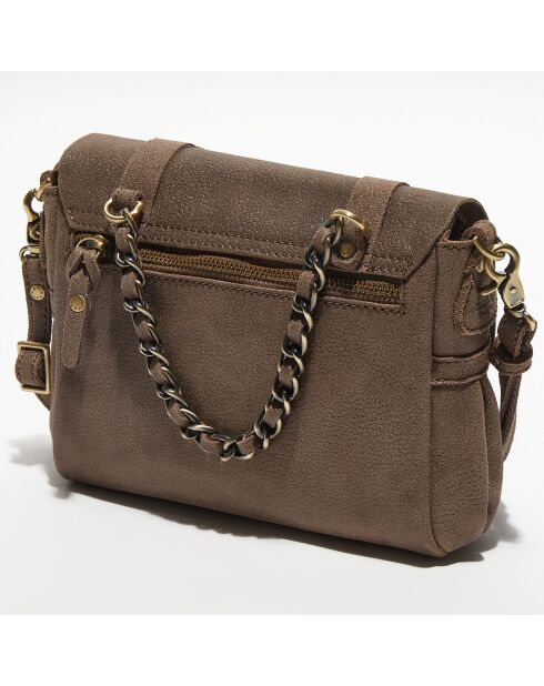 Sac besace en Cuir Mahe taupe - 21x18x5 cm