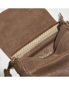 Sac besace en Cuir Mahe taupe - 21x18x5 cm