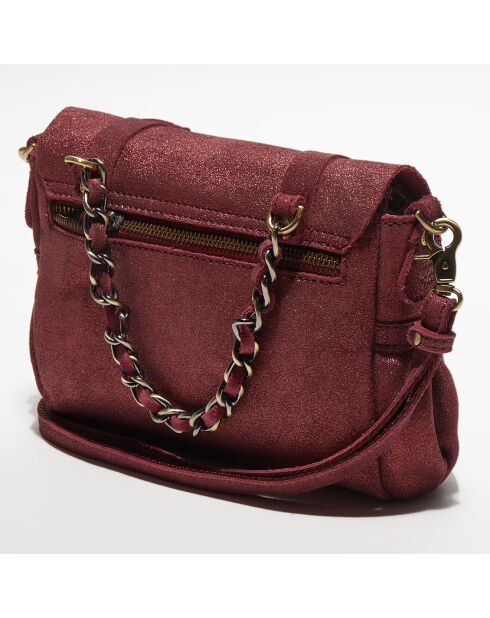 Sac besace en Cuir Mahe rouge foncé - 21x18x5 cm