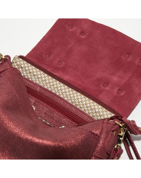 Sac besace en Cuir Mahe rouge foncé - 21x18x5 cm