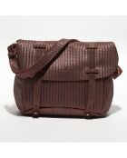 Sac besace  en Cuir Bernie marron - 32x22x10 cm