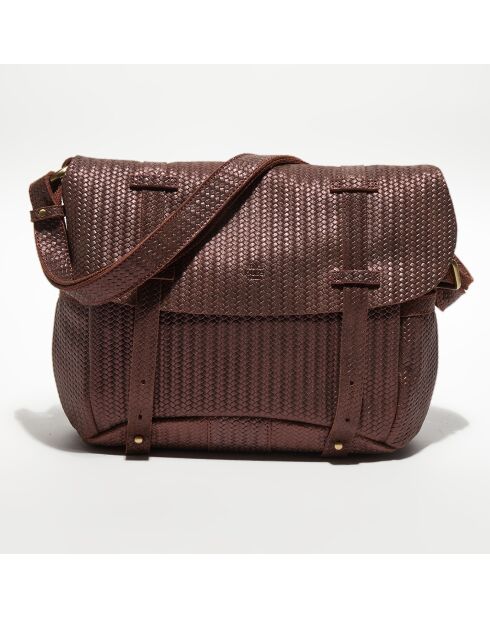 Sac besace  en Cuir Bernie marron - 32x22x10 cm