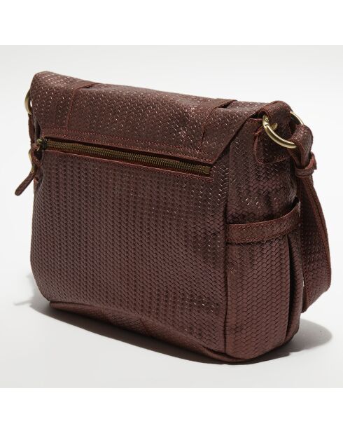 Sac besace  en Cuir Bernie marron - 32x22x10 cm