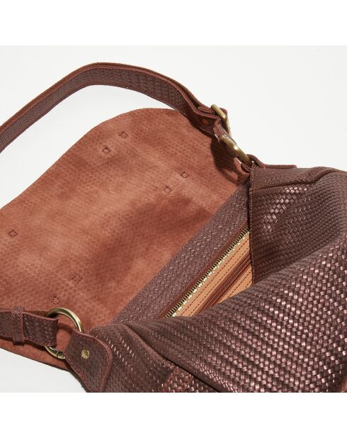 Sac besace  en Cuir Bernie marron - 32x22x10 cm