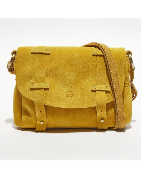 Sac besace en Cuir Mahe jaune - 21x18x5 cm