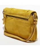 Sac besace en Cuir Mahe jaune - 21x18x5 cm