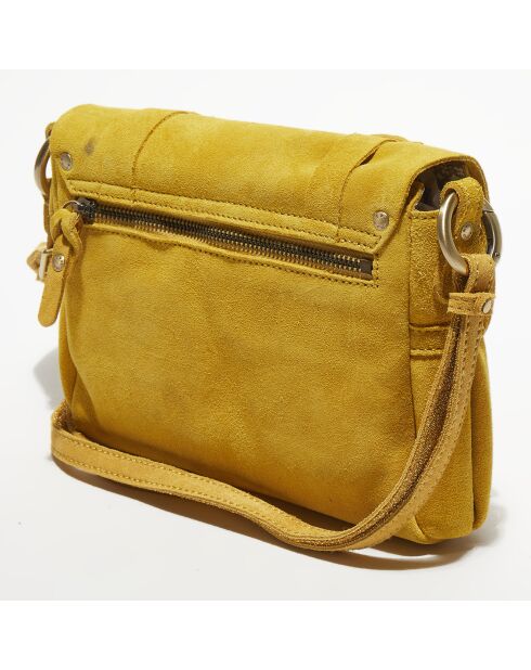 Sac besace en Cuir Mahe jaune - 21x18x5 cm