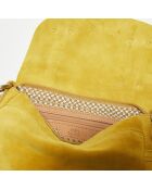 Sac besace en Cuir Mahe jaune - 21x18x5 cm