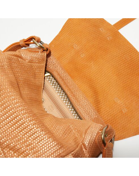 Sac besace  en Cuir Bernie orange clair - 32x22x10 cm