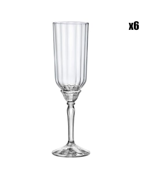 6 Flutes à champagne Kir Royal Florian  transparentes  - 21cl