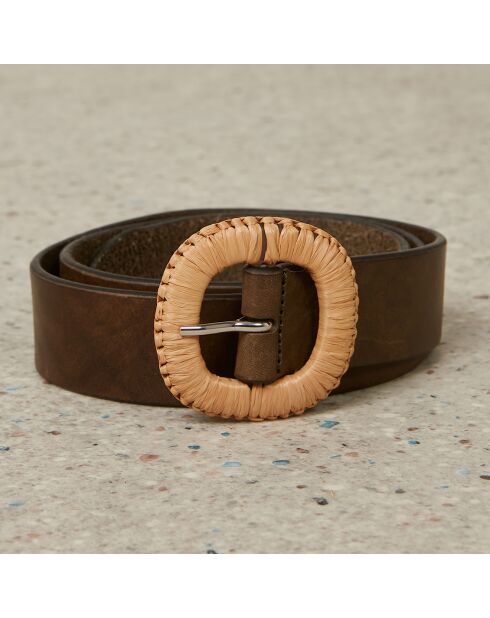 Ceinture en Cuir Annia kaki/marron