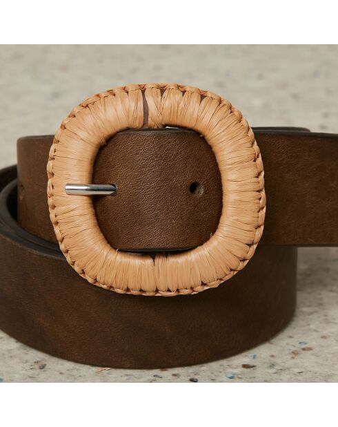 Ceinture en Cuir Annia kaki/marron