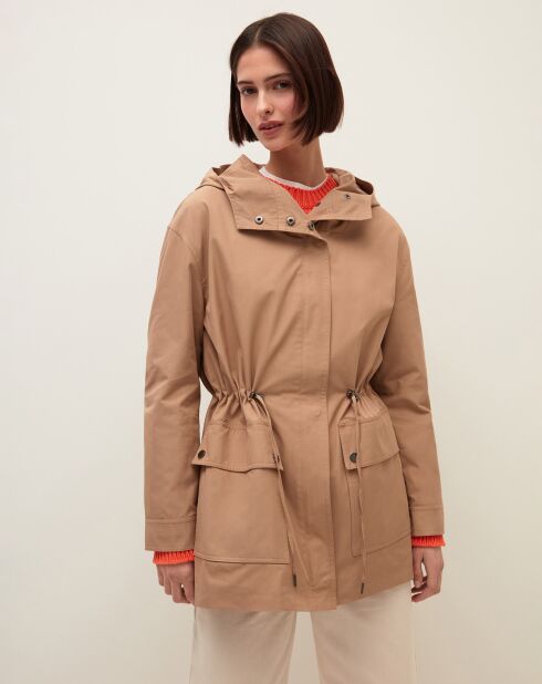 Beigefarbene lange Jacke Anna