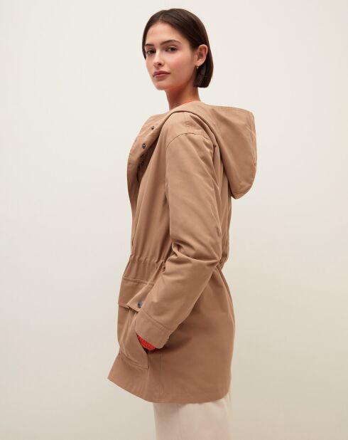 Beigefarbene lange Jacke Anna