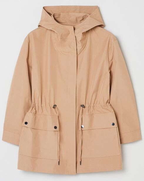 Beigefarbene lange Jacke Anna