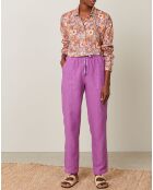 Pantalon 100% Lin Philemon violet