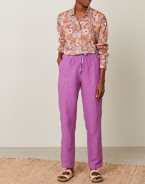 Pantalon 100% Lin Philemon violet