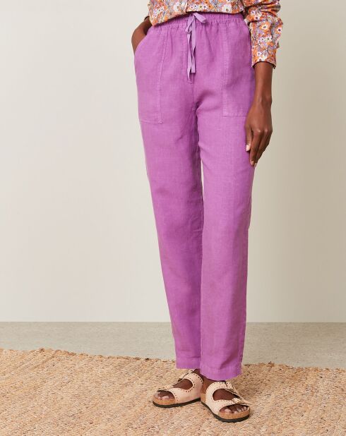 Pantalon 100% Lin Philemon violet