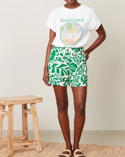 Sabine grüne Shorts aus Leinen und Baumwolle