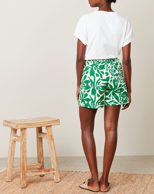 Sabine grüne Shorts aus Leinen und Baumwolle