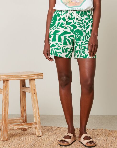 Sabine grüne Shorts aus Leinen und Baumwolle