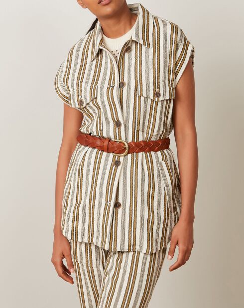 Veste Vic rayée raw blanc/marron
