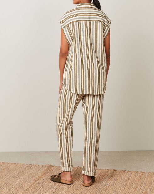 Veste Vic rayée raw blanc/marron