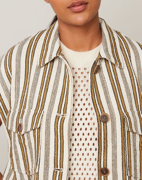 Veste Vic rayée raw blanc/marron